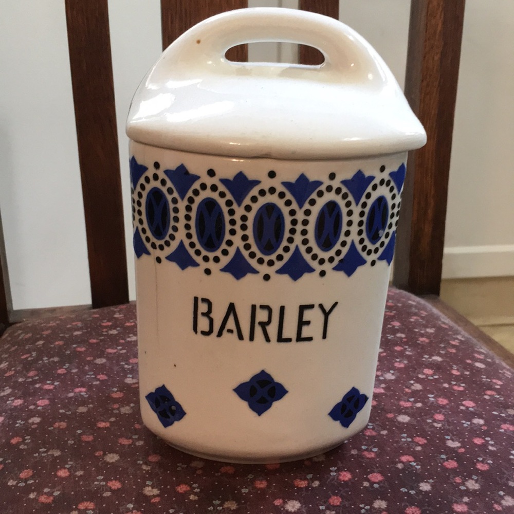 Antique Czecho-Slovakian Barley Canister With Top